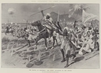 Unser Erfolg im Sudan, die Schlacht von Omdurman, der Feind rückt zum Angriff vor
